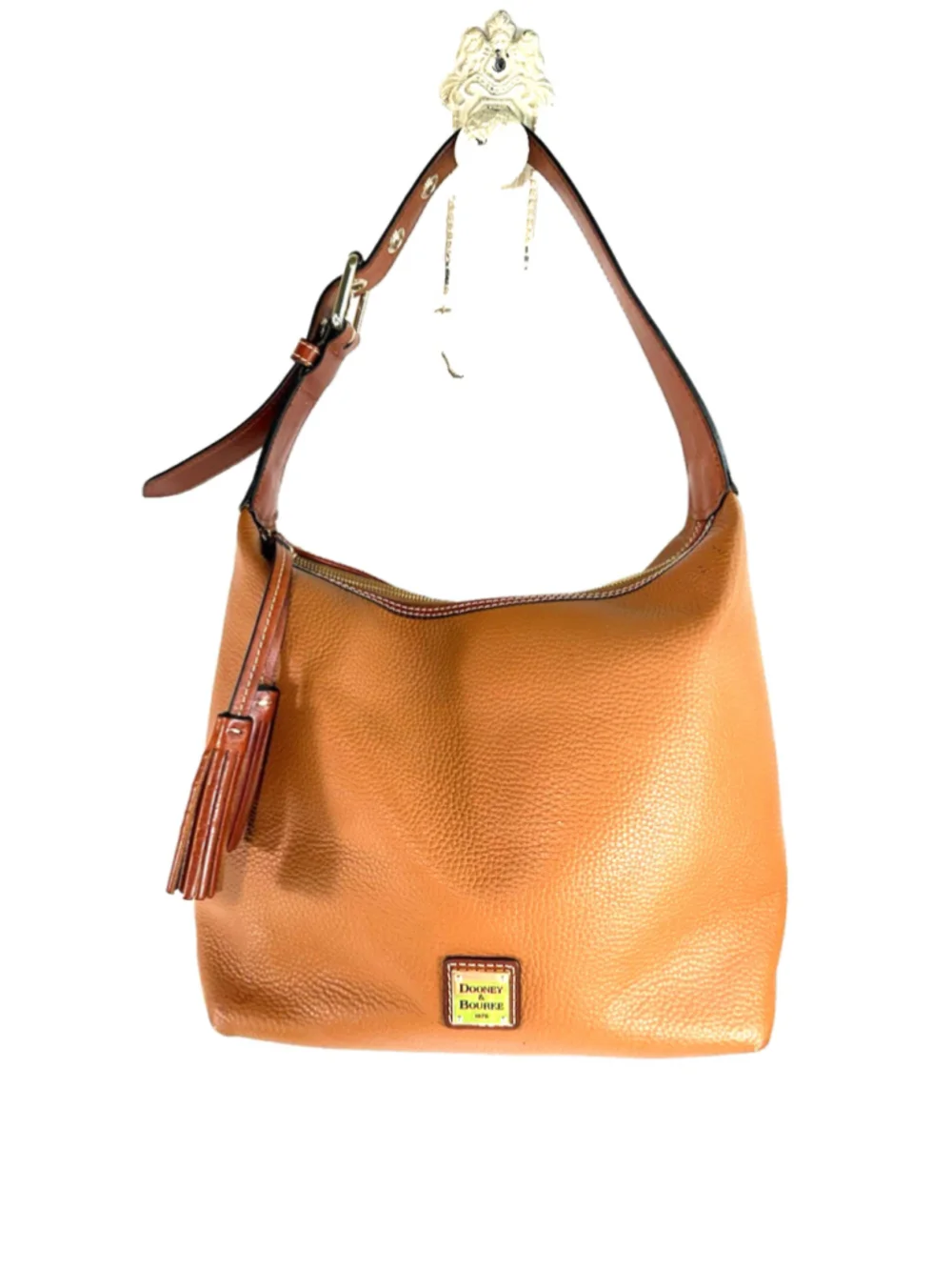 Dooney & Bourke Wexford Hobo Shoulder Bag Large Tan Pebbled Leather & Camel Brwn